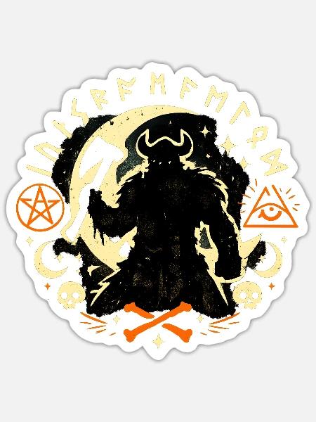Monddämonen Krieger - Sticker Größe S (10 x 10 cm) - Mattweiß
