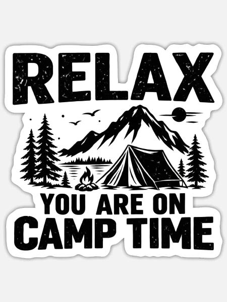 Camping Buddies Bergabenteuer Glamping-Kunst - Sticker Größe S (10 x 10 cm) - Mattweiß