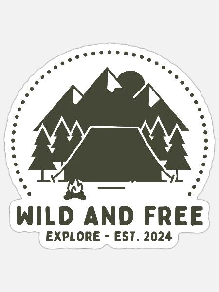 Waldcamping Freiheit - Sticker Größe S (10 x 10 cm) - Mattweiß