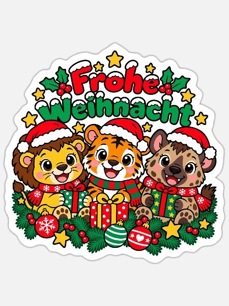 Frohe Weihnacht Tiere - Sticker Größe S (10 x 10 cm) - Mattweiß