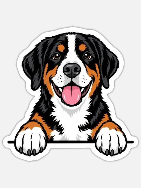 Grosser Schweizer Sennenhund - Sticker Größe S (10 x 10 cm) - Mattweiß
