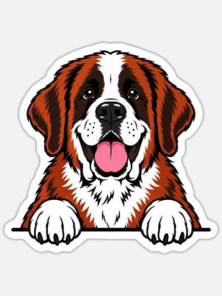 Bernhardiner - Sticker Größe S (10 x 10 cm) - Mattweiß