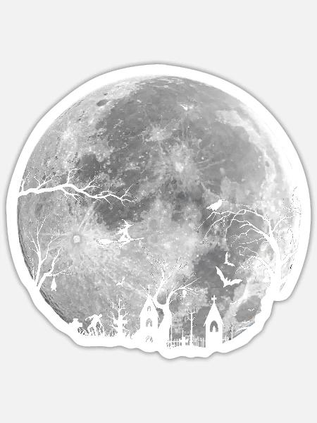 Ganze Nacht: Unheimlicher Wald - Sticker Größe S (10 x 10 cm) - Mattweiß