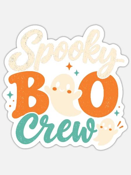 Spooky Boo Crew Retro Halloween-Geister - Sticker Größe S (10 x 10 cm) - Mattweiß