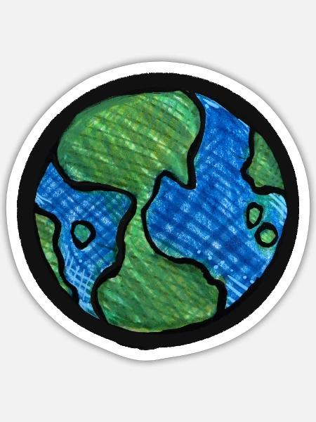 Earth Globe Aquarell - Sticker Größe S (10 x 10 cm) - Mattweiß