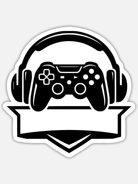 Gamer Headset Banner Logo - Sticker Größe S (10 x 10 cm) - Mattweiß