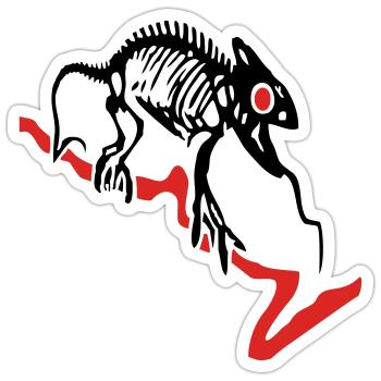 Gecko squelette - Sticker taille S (10 x 10 cm) - blanc mat - Devant