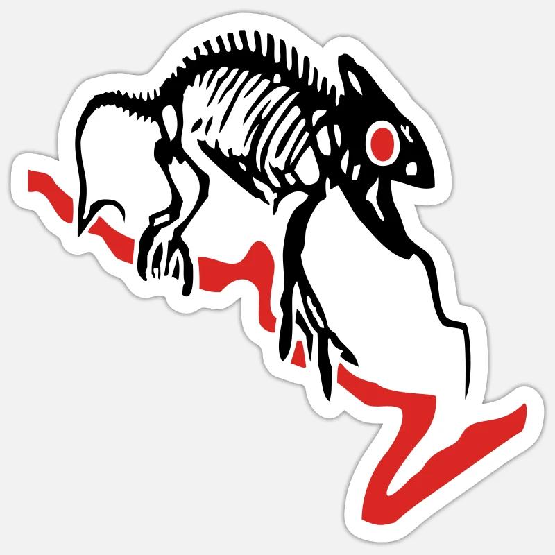 Gecko squelette - Sticker taille S (10 x 10 cm) - blanc mat