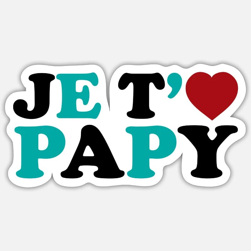 Je t'aime Papy - Sticker taille S (10 x 10 cm) - blanc mat
