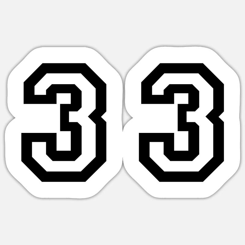 Number - 33 - Thirty Three - Sticker Größe S (10 x 10 cm) - Mattweiß