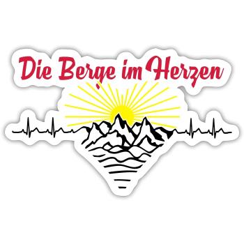 Die Berge im Herzen 3C - Sticker Größe S (10 x 10 cm) - Mattweiß - Vorne