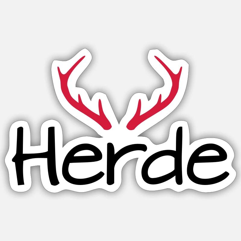 Herde Geweih Hirschgeweih - Sticker Größe S (10 x 10 cm) - Mattweiß