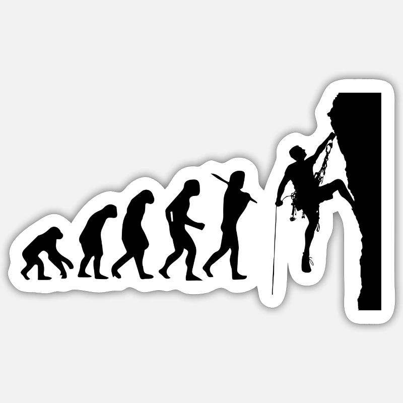 Klettern Kletterer Climbing Evolution Geschenk Sticker Größe S (10 x 10 cm)