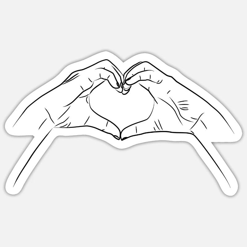 Hands shape heart gesture - Sticker size S (10 x 10 cm) - white matte