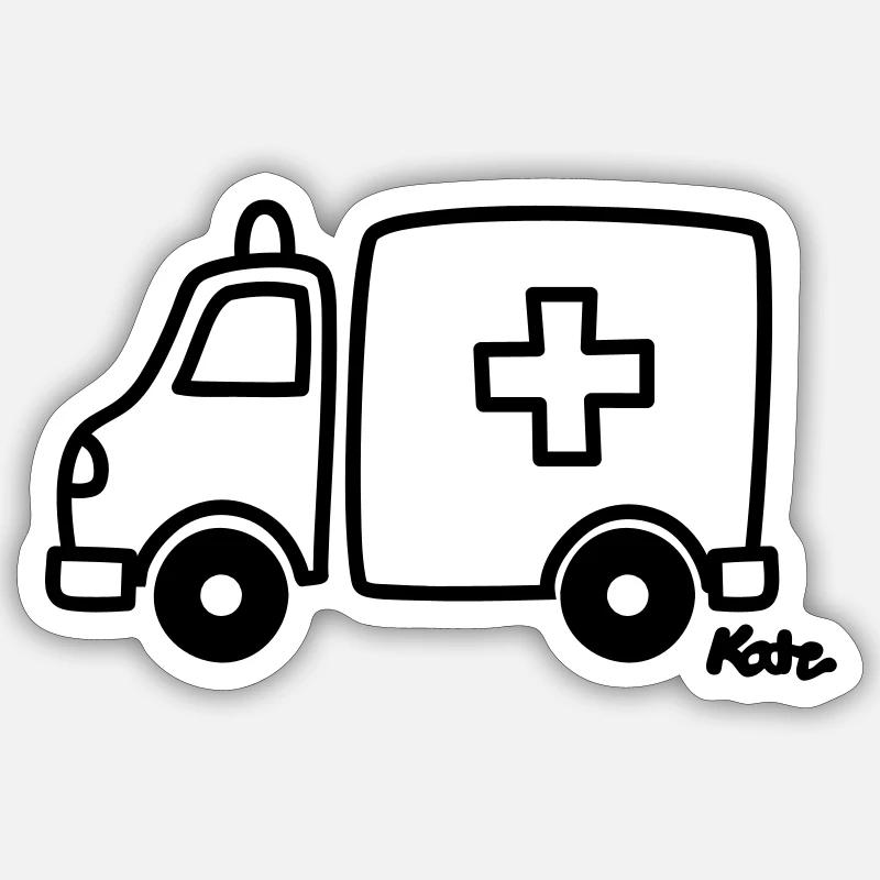Krankenwagen - Sticker taille S (10 x 10 cm) - blanc mat