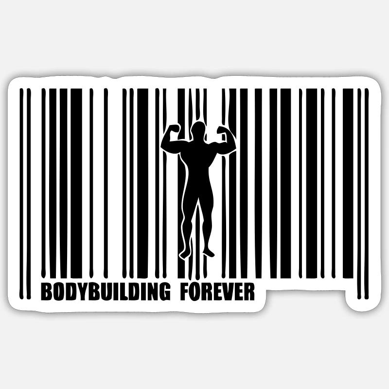 Barcode-Bodybuilding - Sticker Größe S (10 x 10 cm) - Mattweiß