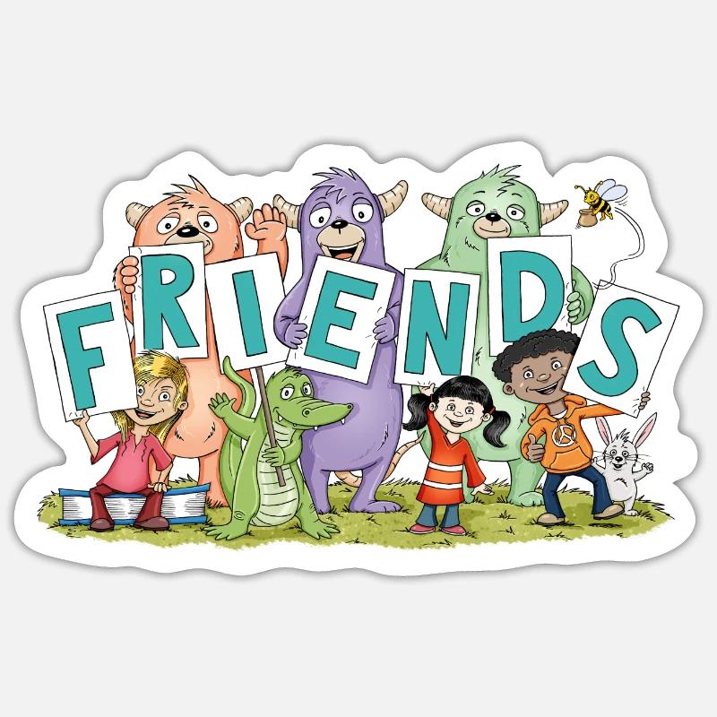 amis - Sticker taille S (10 x 10 cm) - blanc mat
