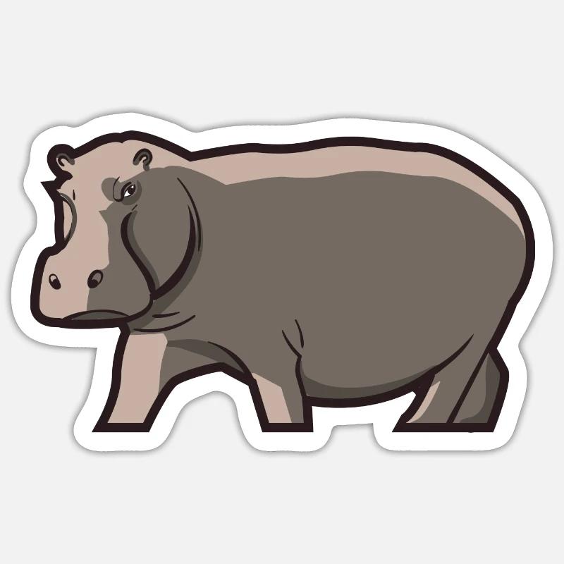 Hippopotamus Hippo Flusspferd Nilpferd Geschenk Sticker Größe S (10 x 10 cm)