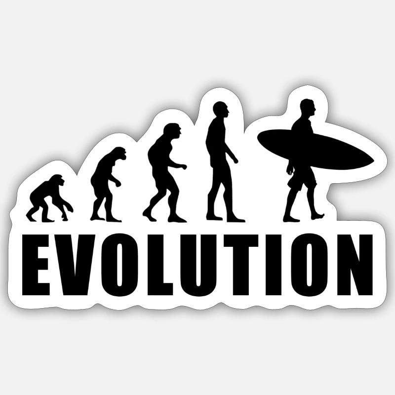 EVOLUTION Surf Schwimmen Meer Urlaub Geschenk Sticker Größe S (10 x 10 cm)