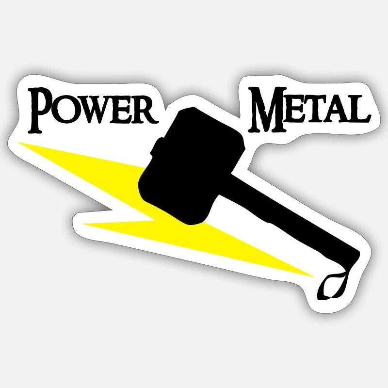Power Metal mit Hammer und Blitz - Sticker Größe S (10 x 10 cm) - Mattweiß