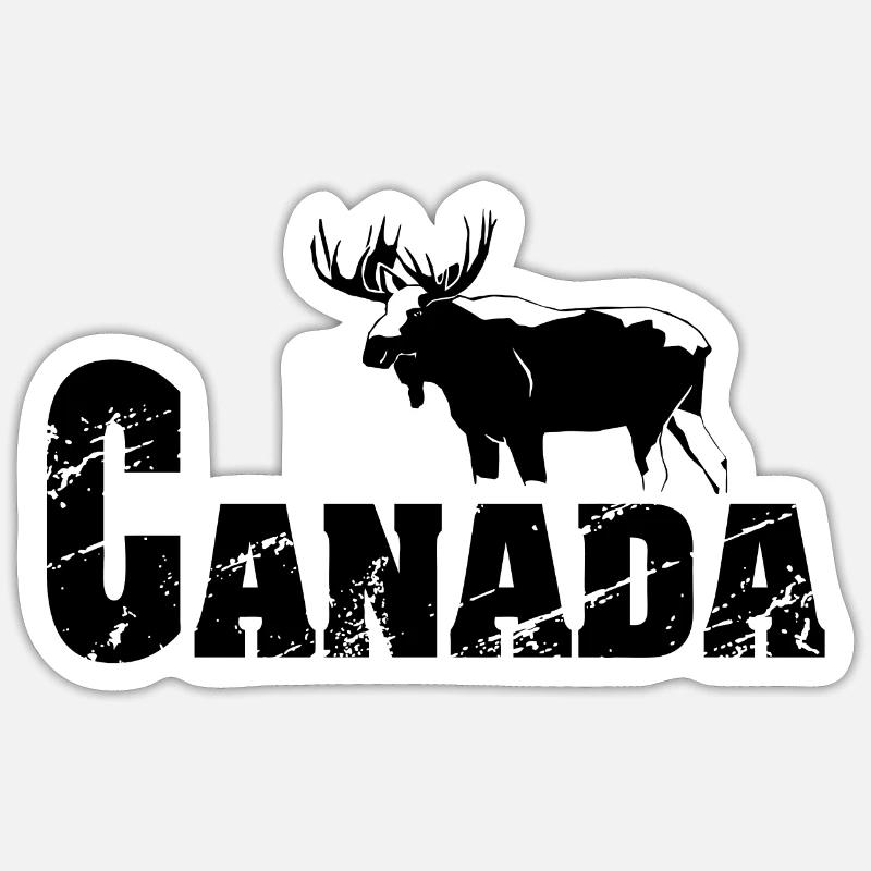 Elk- Moose- Canada - Canada - Sticker taille S (10 x 10 cm) - blanc mat