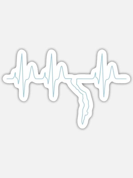 Free diving freediver heartbeat - Sticker size S (10 x 10 cm) - white matte