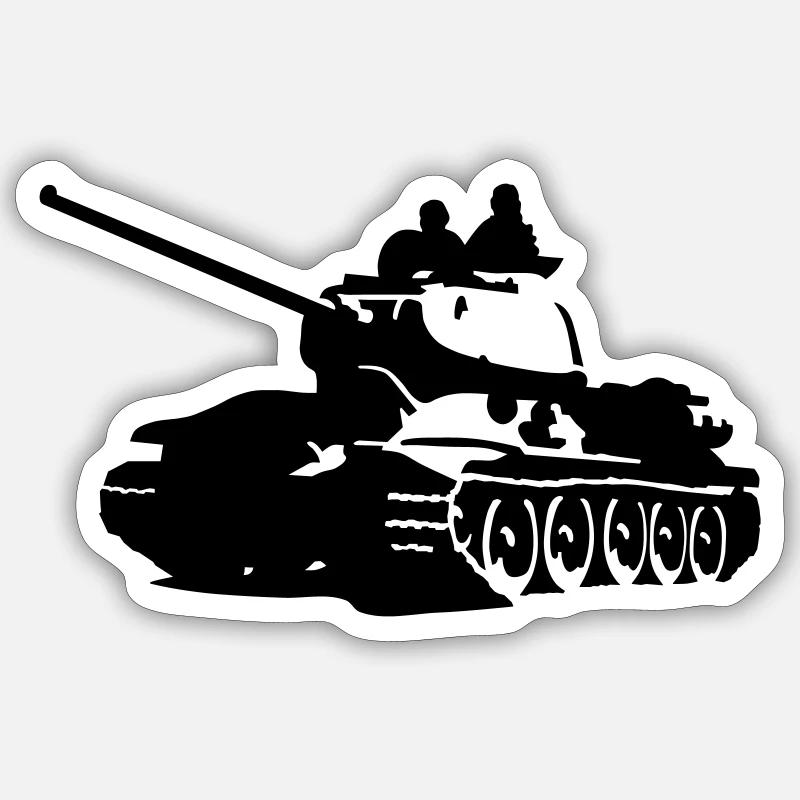 Tank T-34 - Sticker taille S (10 x 10 cm) - blanc mat