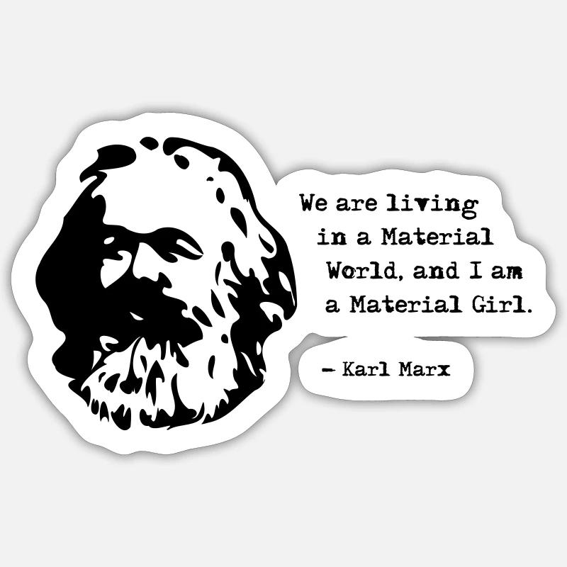 Cri drôle de Karl Marx, communisme - Sticker taille S (10 x 10 cm) - blanc mat