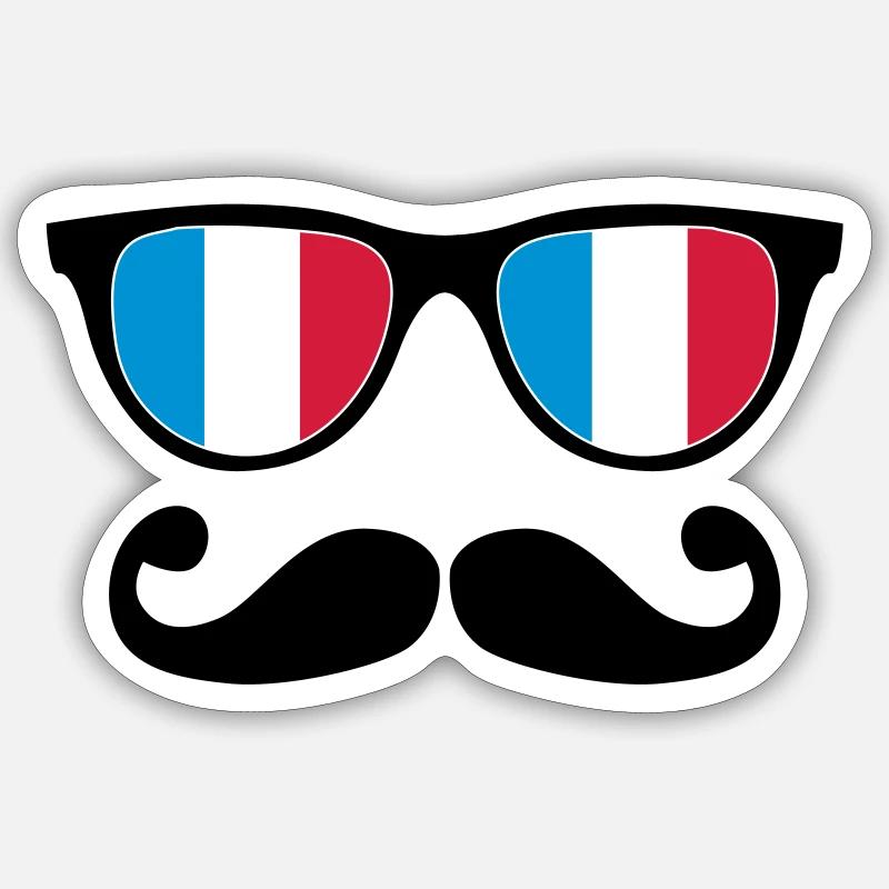 french mustache glasses nerd - like a sir - Sticker taille S (10 x 10 cm) - blanc mat