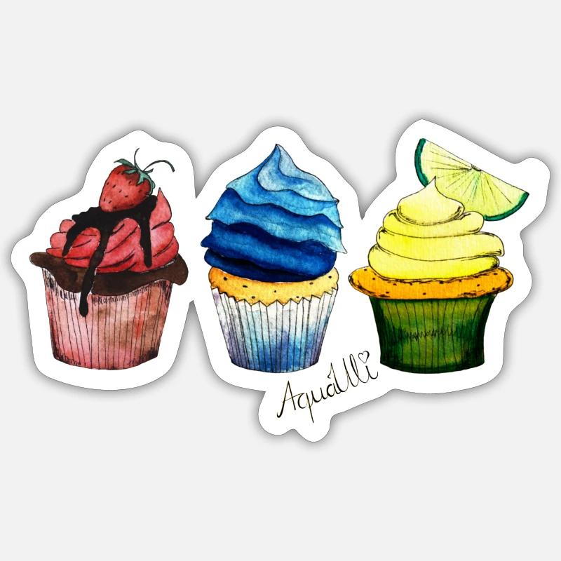 Trio Cupcake - Sticker taille S (10 x 10 cm) - blanc mat