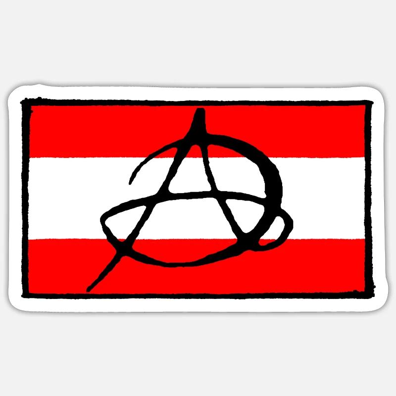 Anarchy icon on red background Sticker size S (10 x 10 cm)