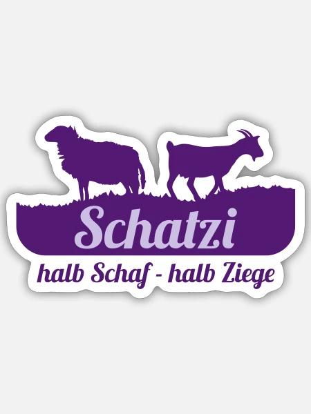 Schatzi (halb Schaf - halb Ziege) - Sticker Größe S (10 x 10 cm) - Mattweiß
