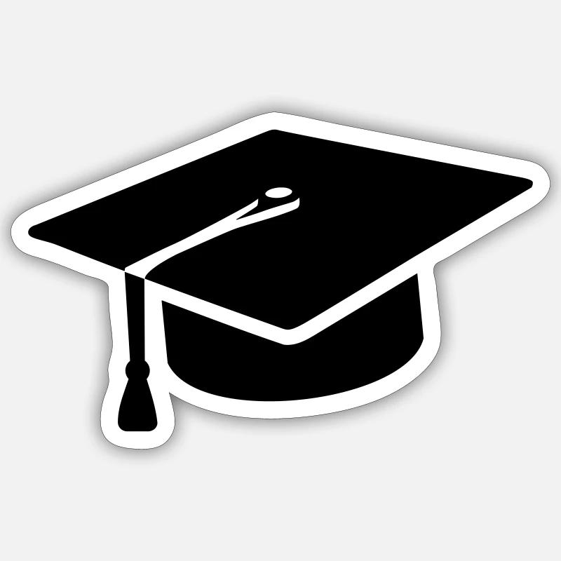 Graduation hat - Sticker size S (10 x 10 cm) - white matte