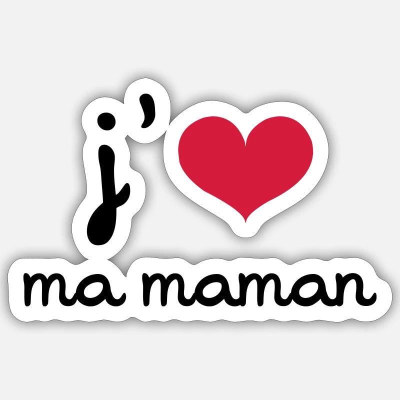 J'aime ma Maman - Sticker taille S (10 x 10 cm) - blanc mat