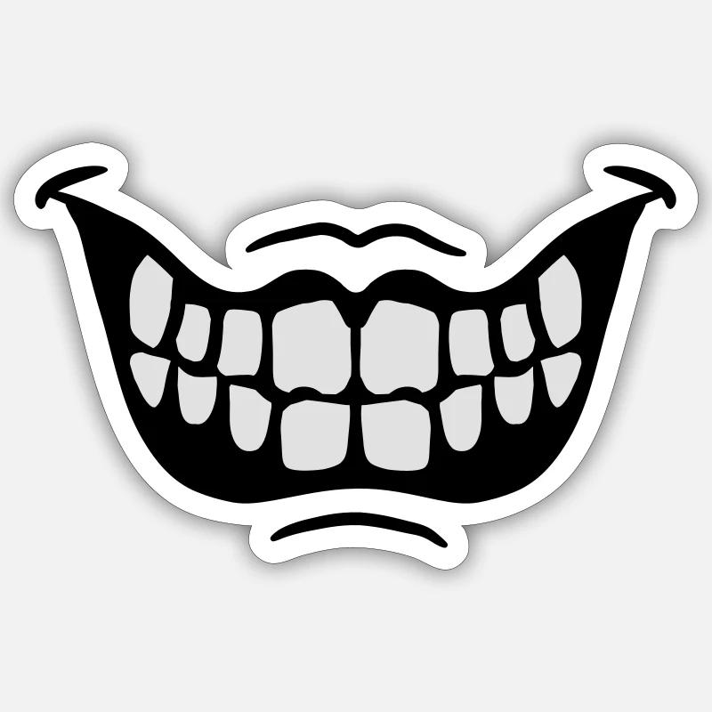 Grinning Evil Horror Mouth Smile Comic Teeth Sticker size S (10 x 10 cm)