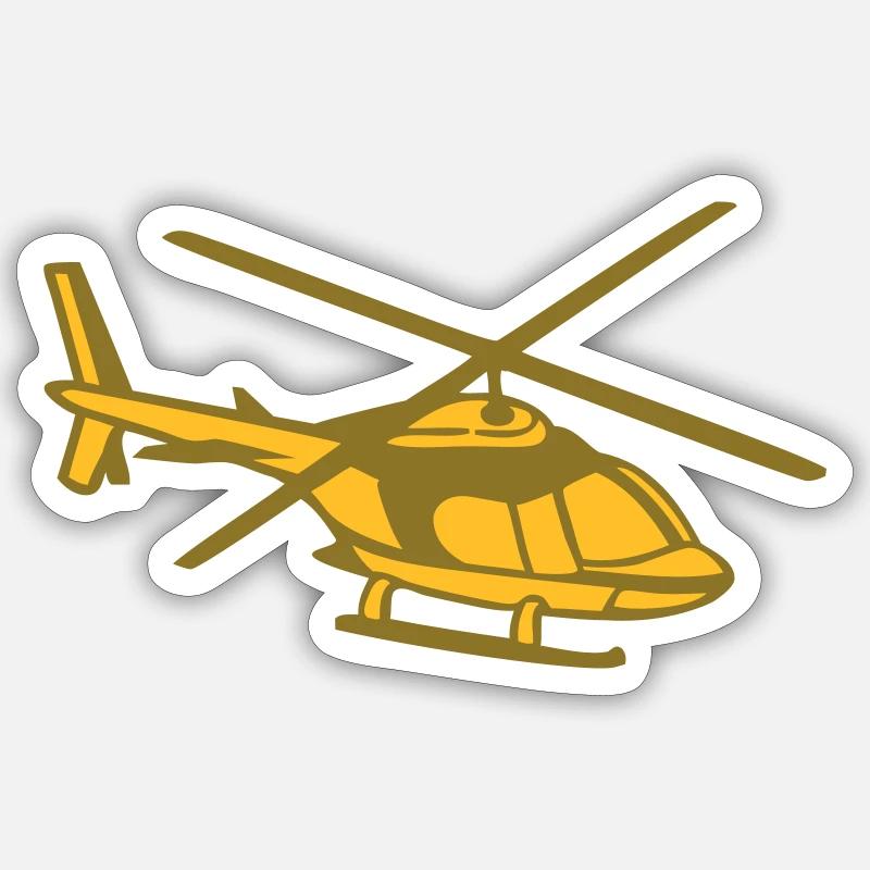 Hélicoptère - Sticker taille S (10 x 10 cm) - blanc mat