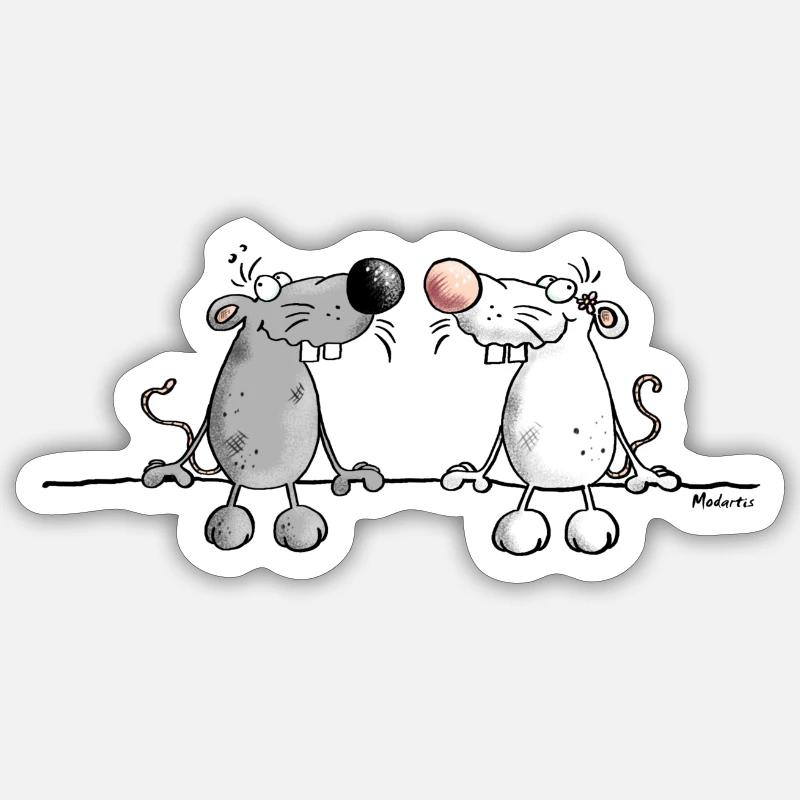 Souris dans l'amour - Sticker taille S (10 x 10 cm) - blanc mat