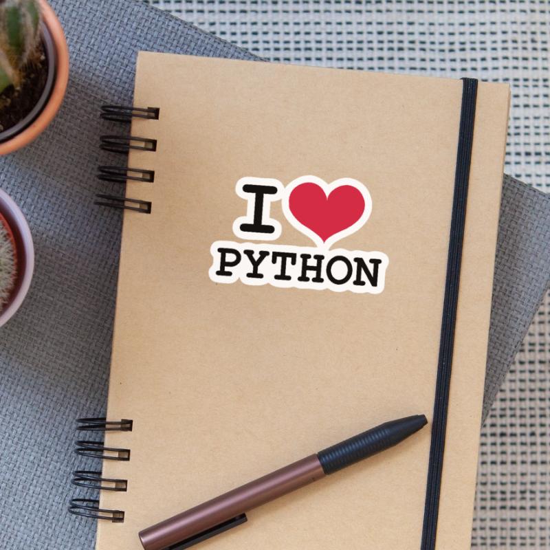 I Love Python [Developer / Geek] Sticker size S (10 x 10 cm)
