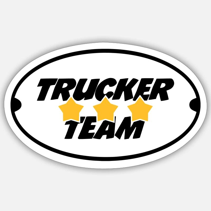 Trucker Team - Sticker taille S (10 x 10 cm) - blanc mat