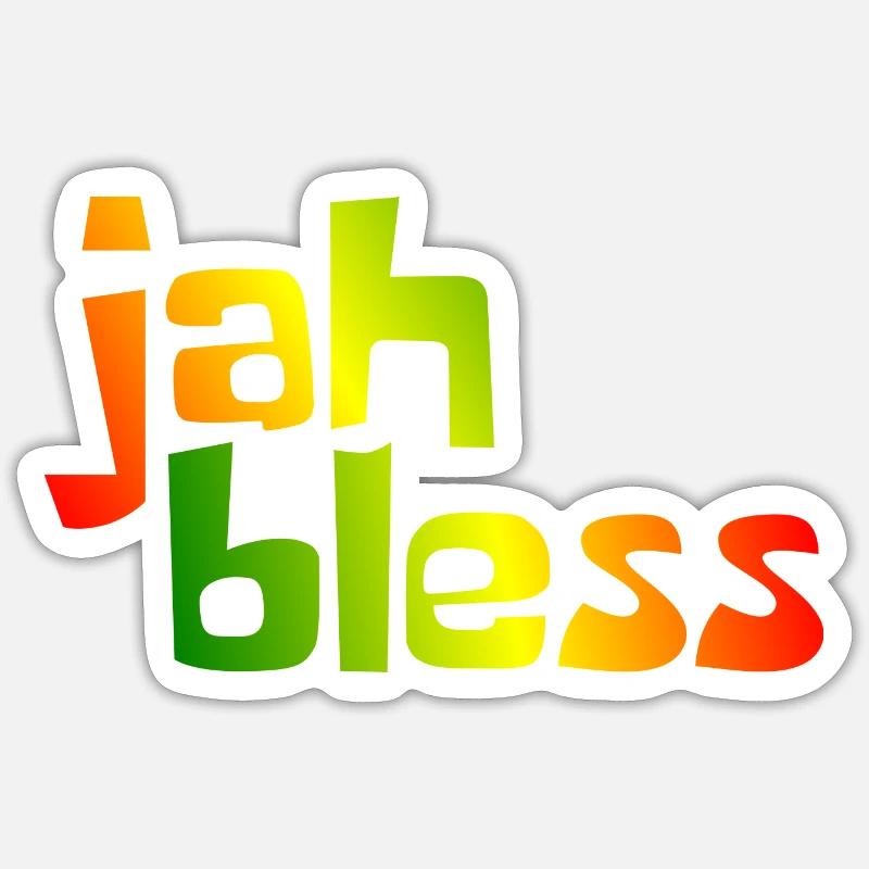 jah bless - Sticker taille S (10 x 10 cm) - blanc mat