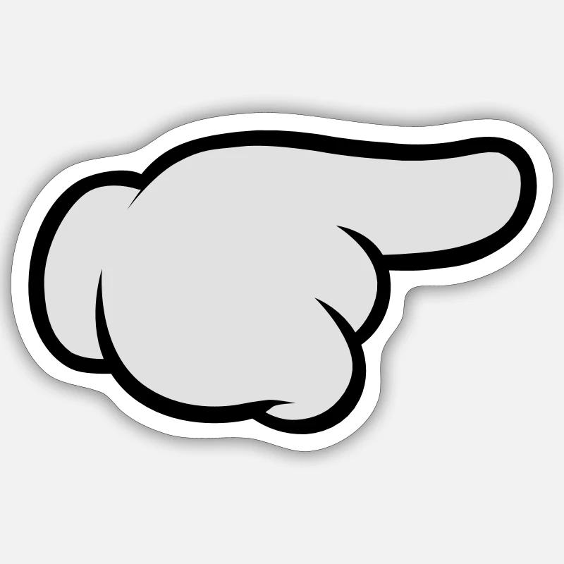 Comic Hand Pointing (Right) - Sticker Größe S (10 x 10 cm) - Mattweiß