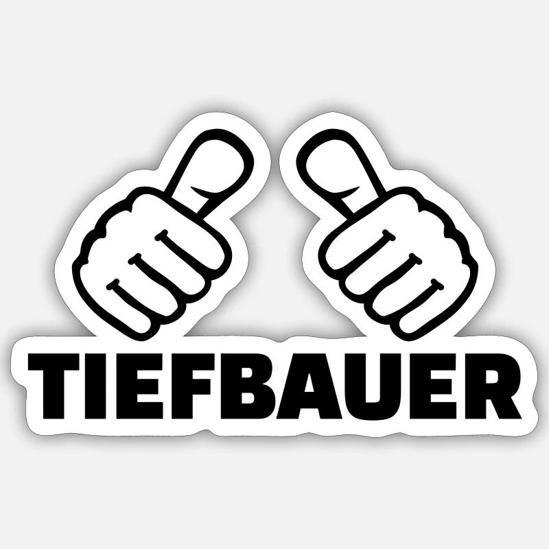 Tiefbauer - Sticker Größe S (10 x 10 cm) - Mattweiß