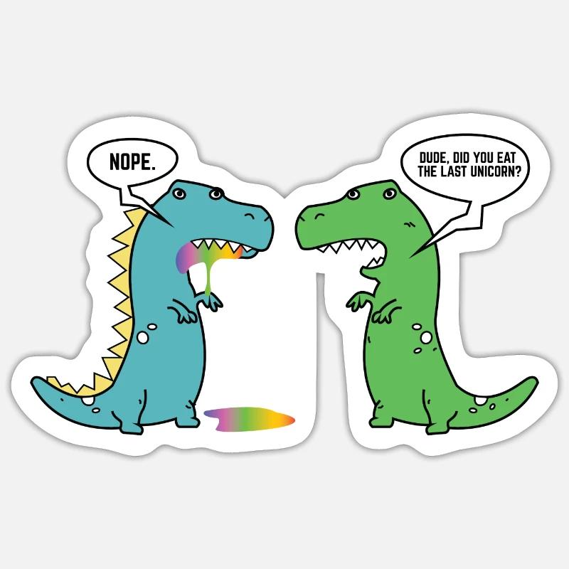 Das letzte Einhorn Funny Dino Dinosaur - Sticker Größe S (10 x 10 cm) - Mattweiß