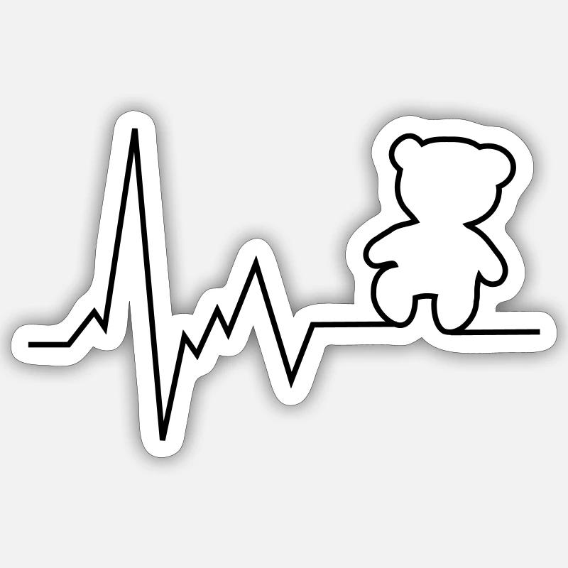 heartbeat bear - Sticker size S (10 x 10 cm) - white matte