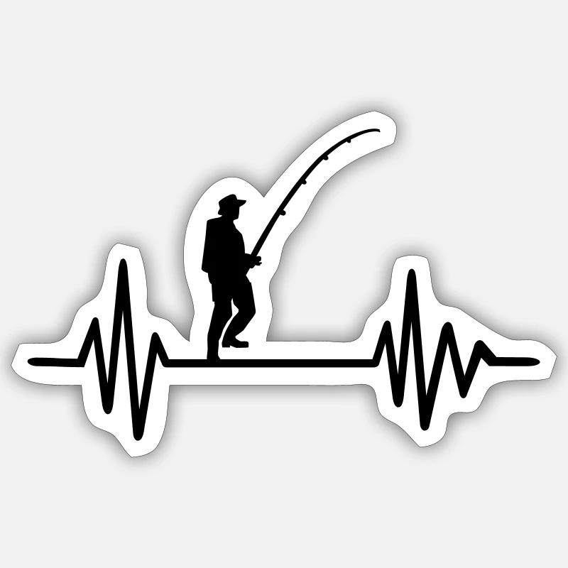 Pêche - Sticker taille S (10 x 10 cm) - blanc mat