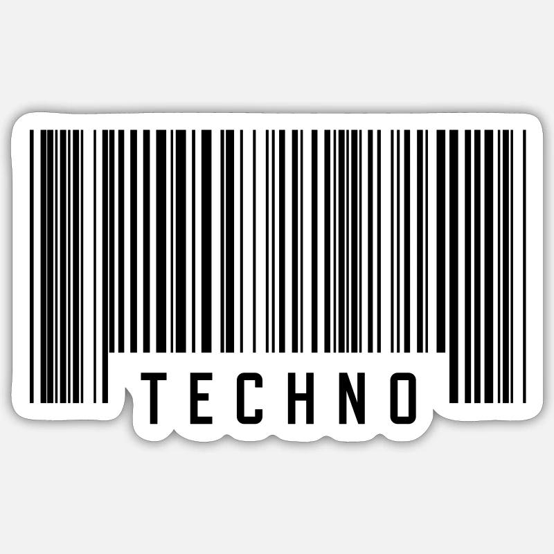TECHNO - Sticker taille S (10 x 10 cm) - blanc mat