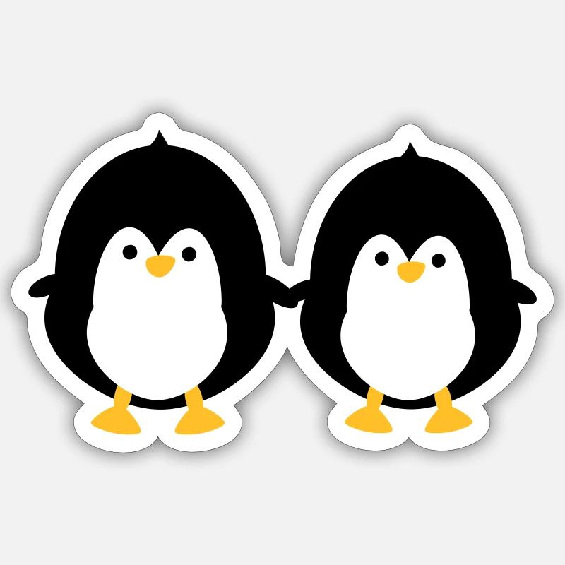 Two penguins - Sticker size S (10 x 10 cm) - white matte
