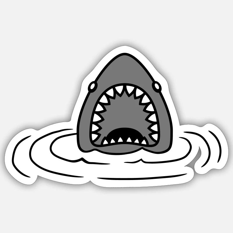 Conception de requin émergente - Sticker taille S (10 x 10 cm) - blanc mat