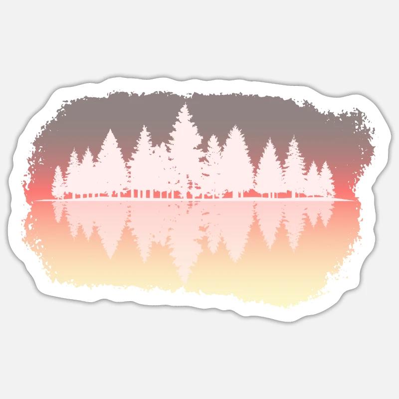 Forêt - forêt - Sticker taille S (10 x 10 cm) - blanc mat