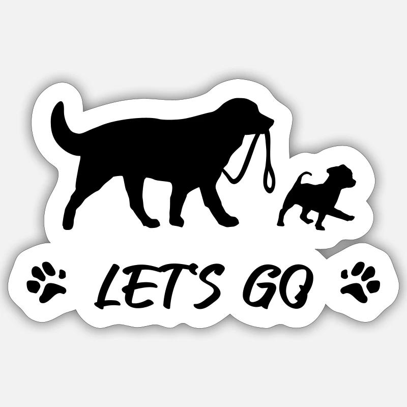 Hunde beim Gassi gehen Sticker Größe S (10 x 10 cm)